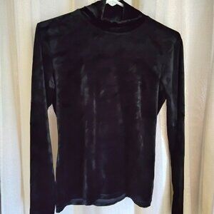 Black long-sleeved velvet mock turtleneck,  size Medium